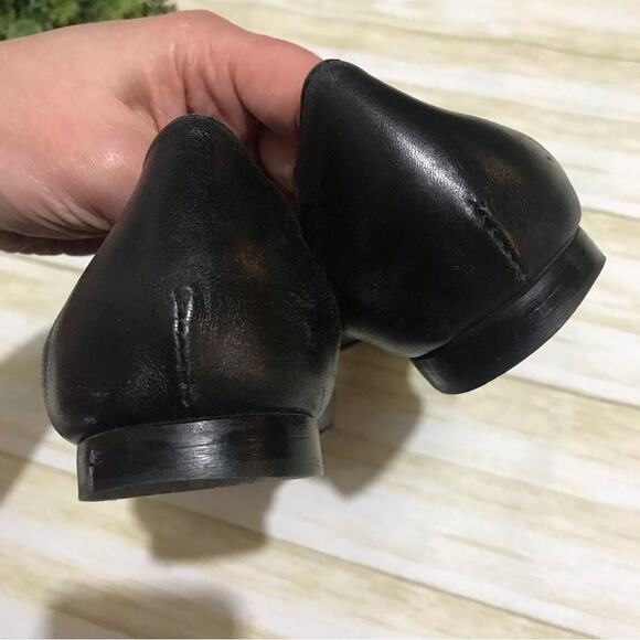 AGL Black Leather Patent Cap Toe Buckle Flats Made In Italy Women’s Size 38 - Picture 3 of 6